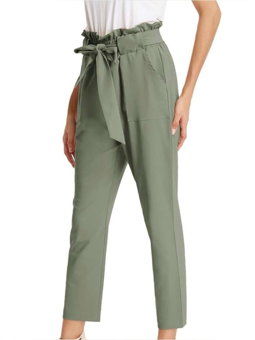 Grace Karin Sage Green Paperbag Pants